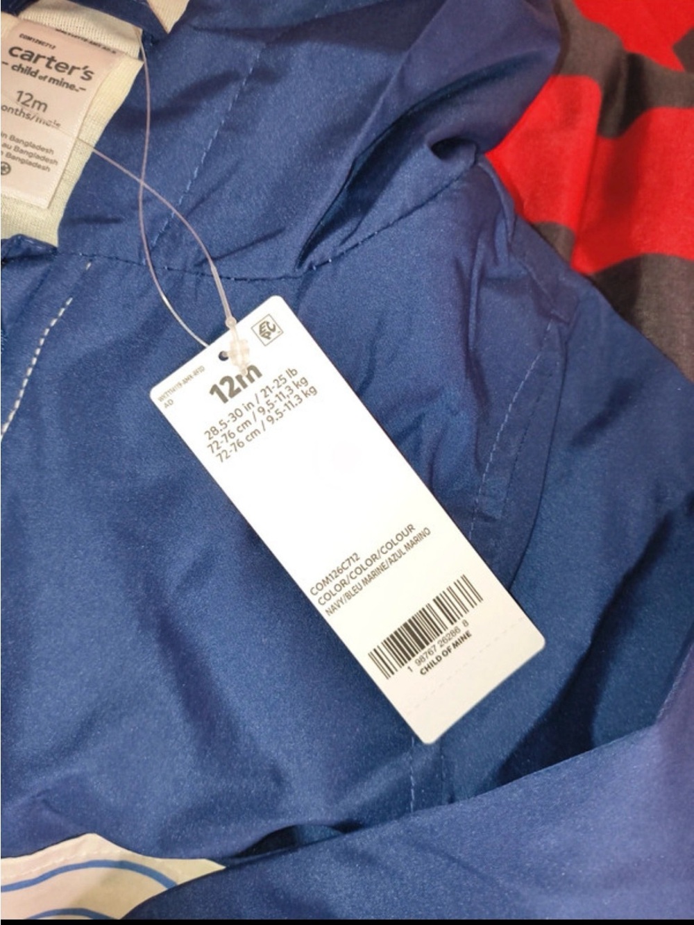 Carter's Navy Blue and White Striped Kids Raincoat - Picture 3 of 3